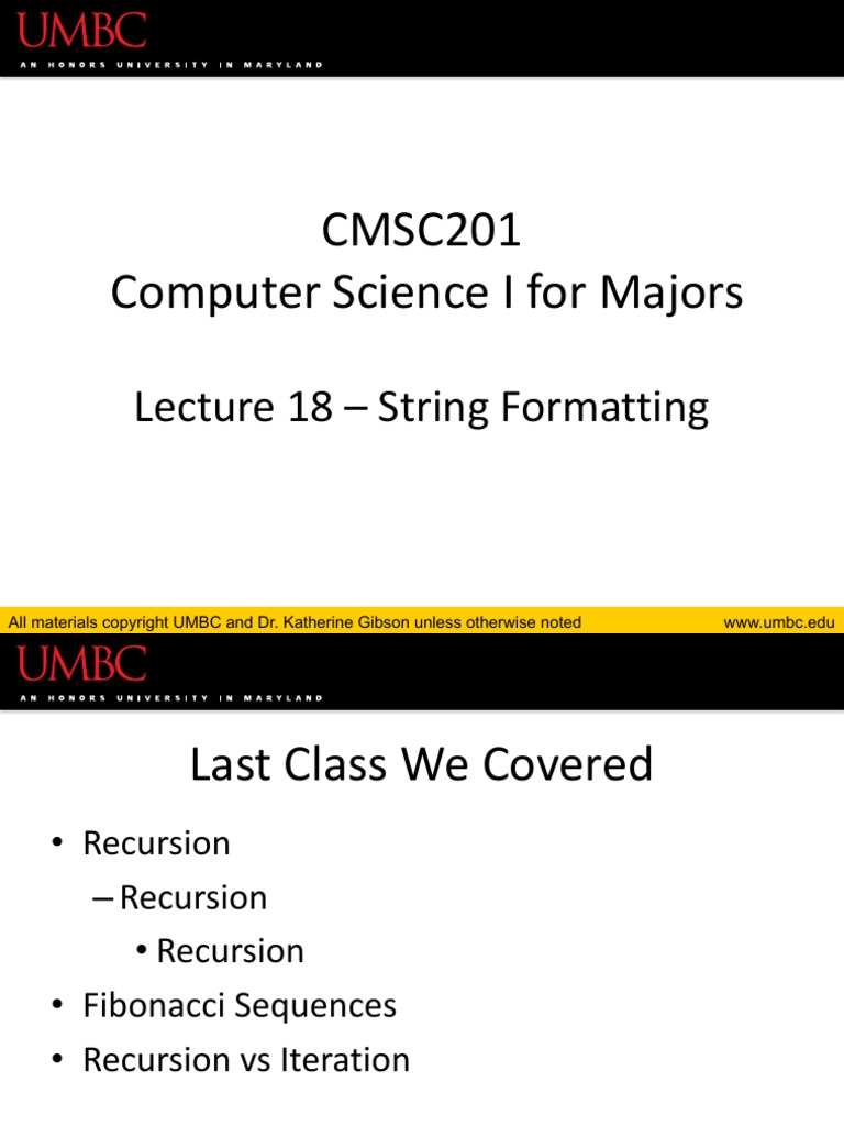 CMSC 201 - Lec18 - String Formatting | PDF | String (Computer Science ...