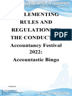 Implementing Rules and Regulations in The Conduct of Accountancy Festival 2022: Accountastic Bingo