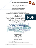 Topic: Project Proposal and Schedule of Activities, Areas of Concerns in Educating A Community