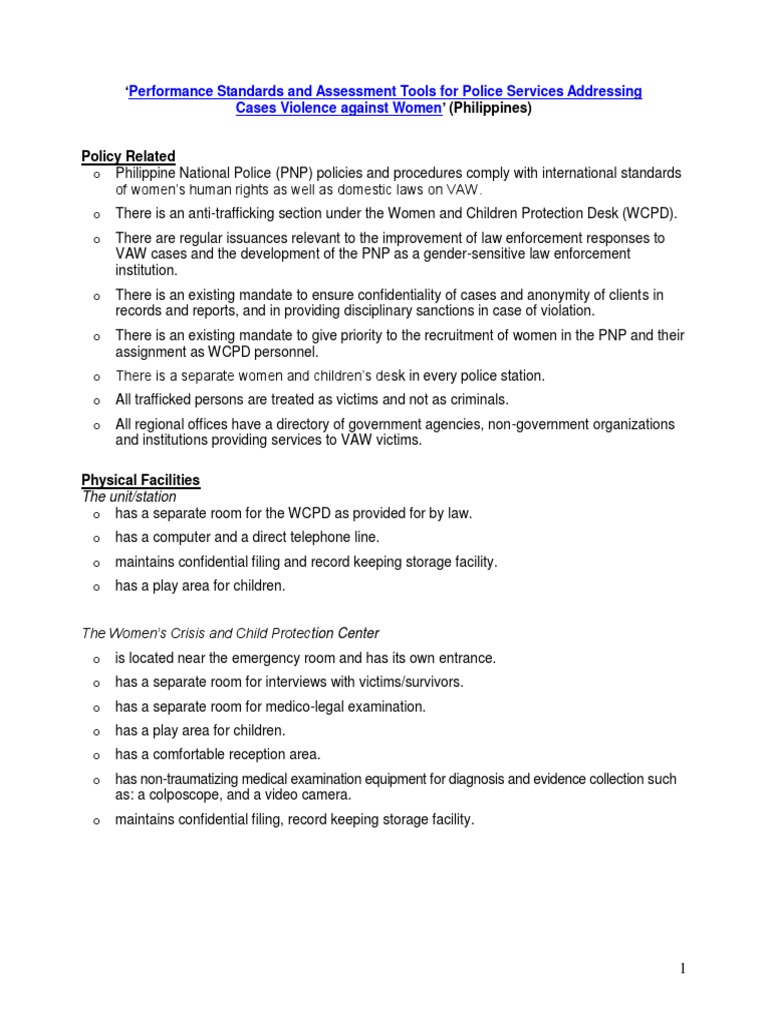 Police Standards for VAW Cases in Philippines | PDF