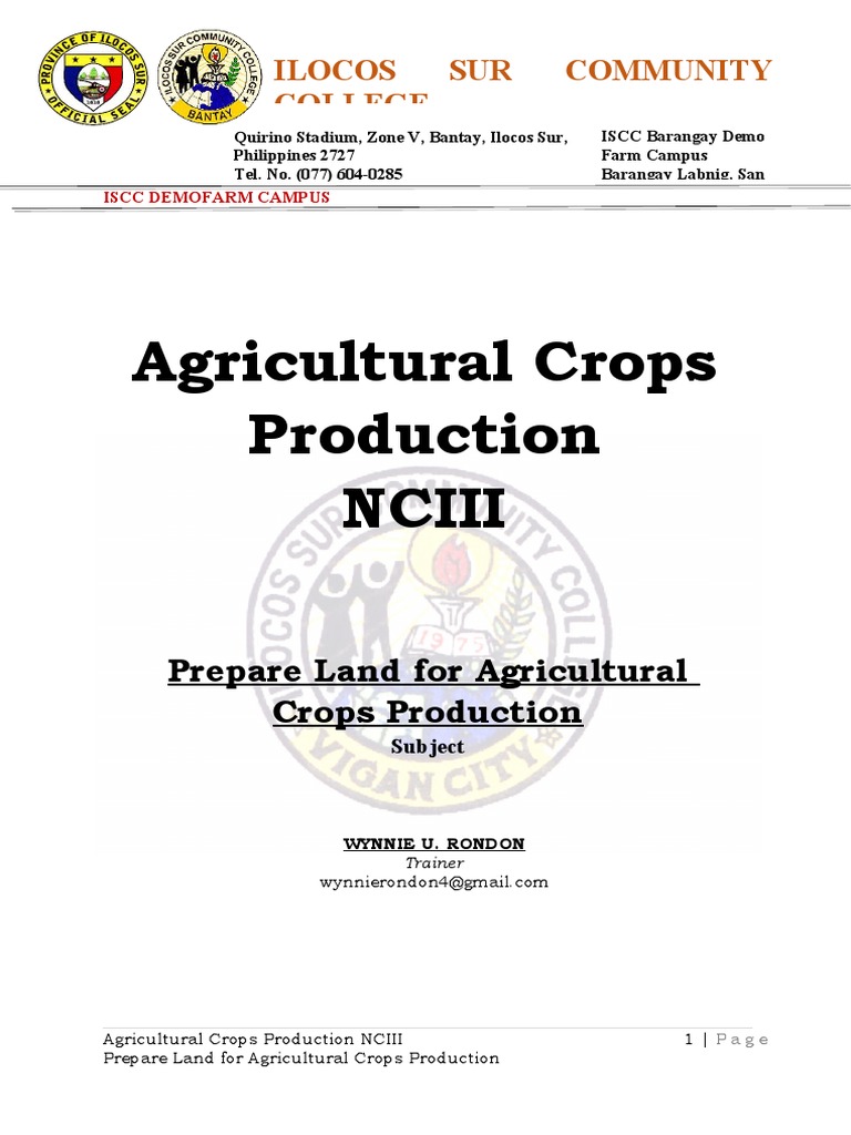 Agri Crops Prepare Land 1st 2nd Week Module Pdf Compost Tillage