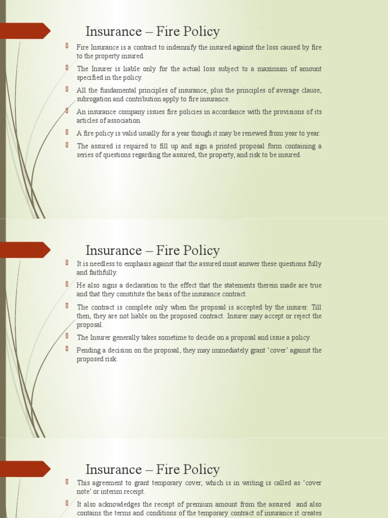 Insurance Fire Policy PDF Insurance Insurance Policy