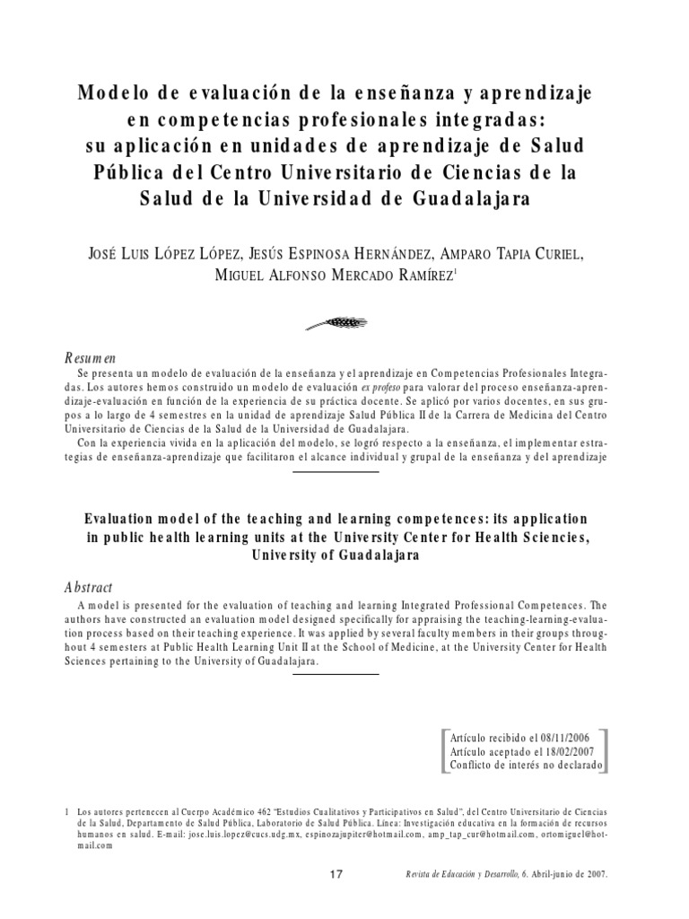 Modelo de Evaluación de La Enseñanza y Aprendizaje | PDF | Evaluación ...