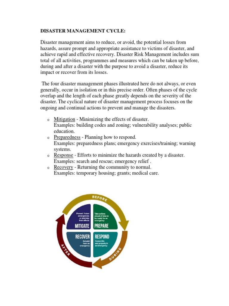 Disaster Management Cycle Overview | PDF | Emergency Management | Emergency