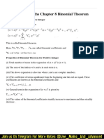 Class 11 Maths Chapter 8 Binomial Theorem: Join Us On Telegram For More Notes: @jee - Mains - and - Advanced