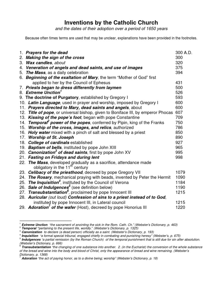 Catholic Church Inventions Timeline | PDF | Catholic Church | Mary ...