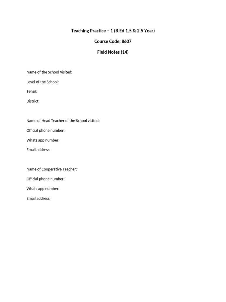 8607 Field Notes PDF