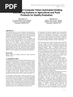 Prospects of Computer Vision Automated Grading and Sorting Systems in Agricultural and Food Products For Quality Evaluation