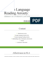 Foreign Language Reading Anxiety:: German As A Foreign Laguage