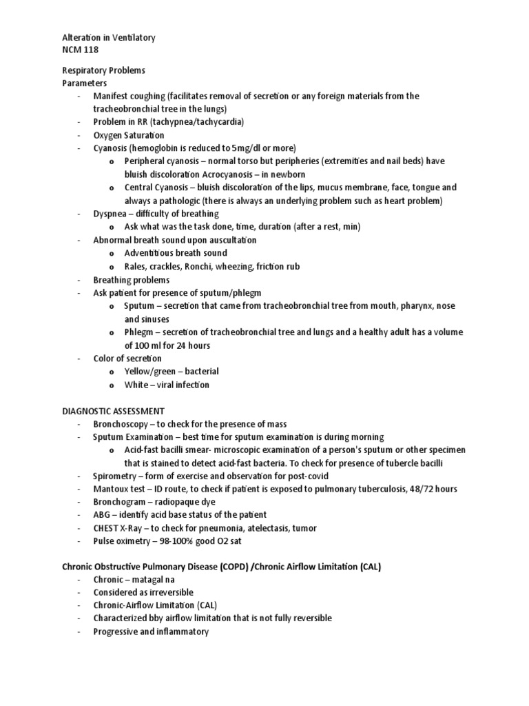 COPD Management and Ventilatory Issues | PDF | Chronic Obstructive ...