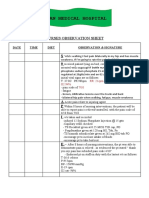 Uhan Medical Hospital: Nurses Observation Sheet