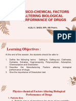 Physico-Chemical Factors Altering Biological Performance of Drugs