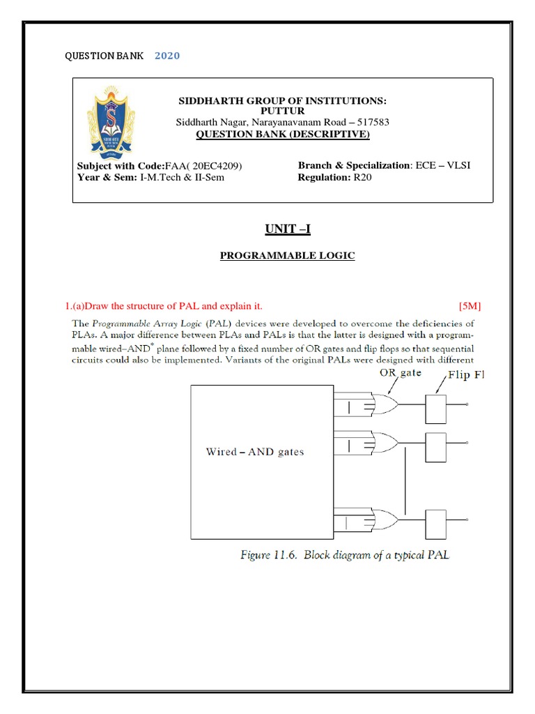 2020 Question Bank for VLSI Engineering | PDF | Field Programmable Gate ...