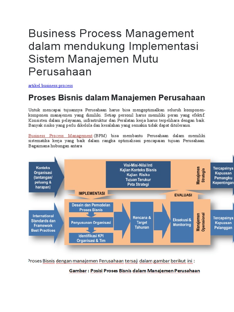 Manajemen Proses Bisnis untuk Mutu Perusahaan | PDF
