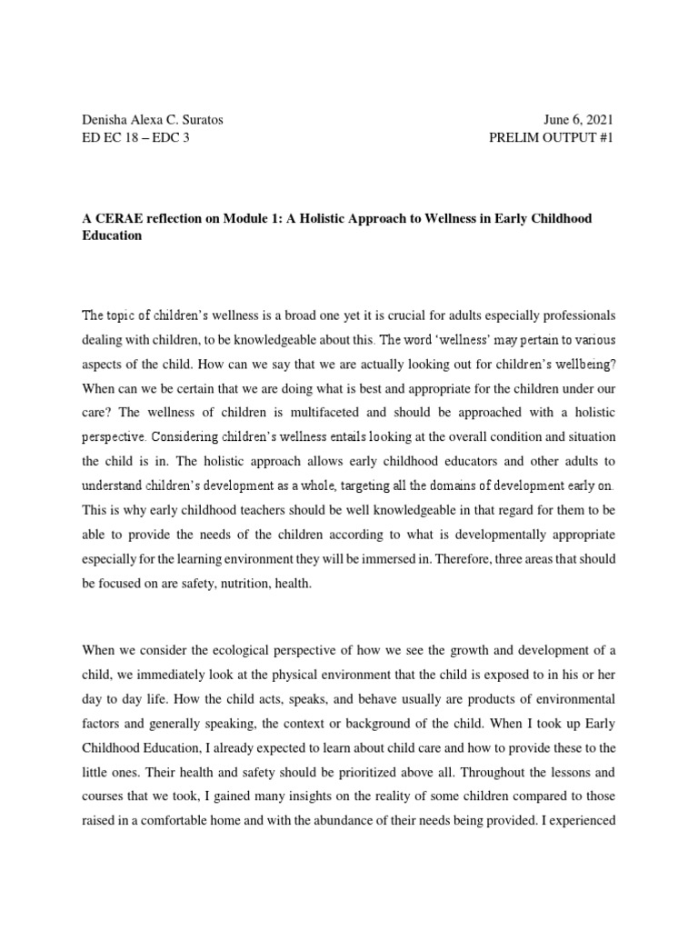 Holistic Wellness in Early Childhood Education | PDF | Early Childhood ...