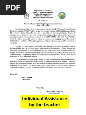 Narrative Report on Reading Program Implementation 2020-2021