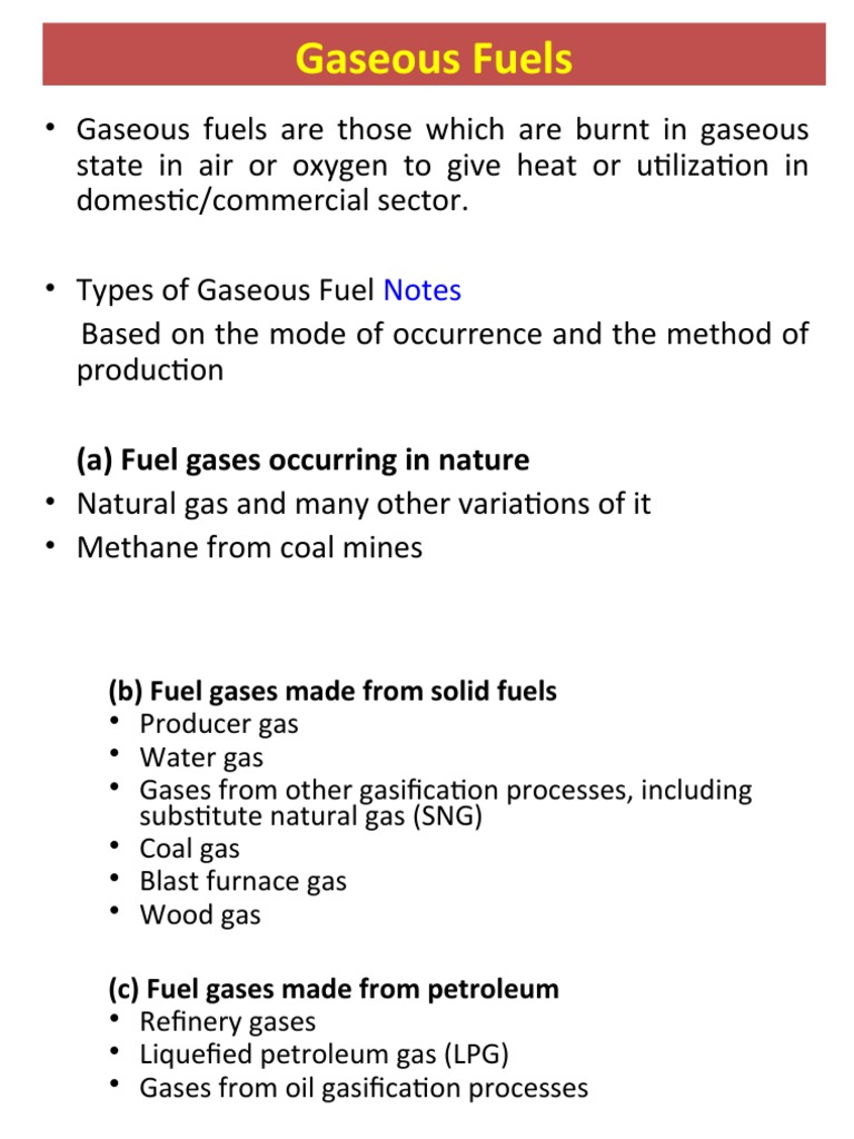 Gaseous Fuels Notes PDF Natural Gas Biogas