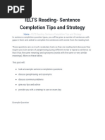 IELTS Reading - Sentence Completion Tips and Strategy