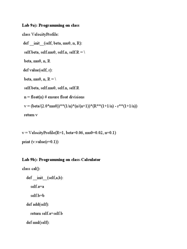 Python Class Programming Examples | PDF | Computer Programming ...