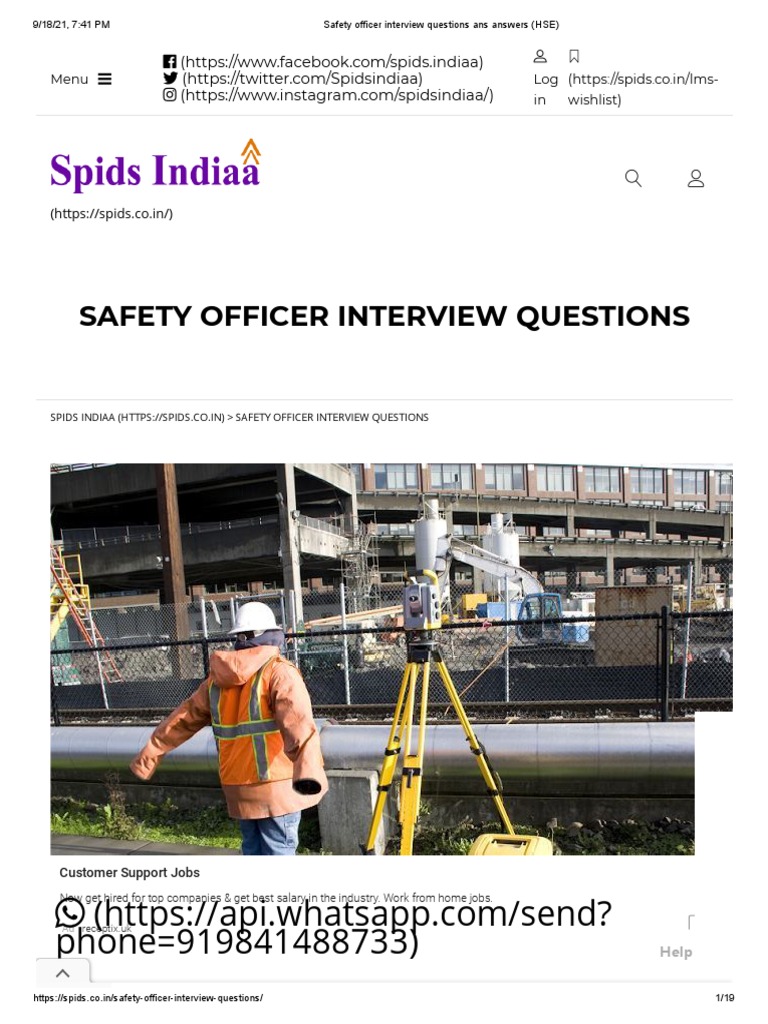 Safety Officer Interview Questions Ans Answers (HSE) PDF Risk Safety