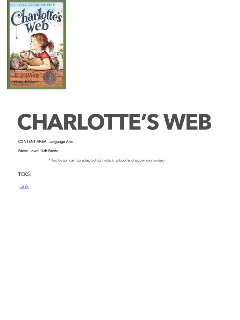 Charlottes Web Lesson Plan With Materials Pdf Reading Comprehension