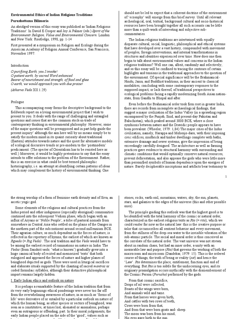 Indian Religious Traditions & Environment | PDF | Brahman | Advaita Vedanta