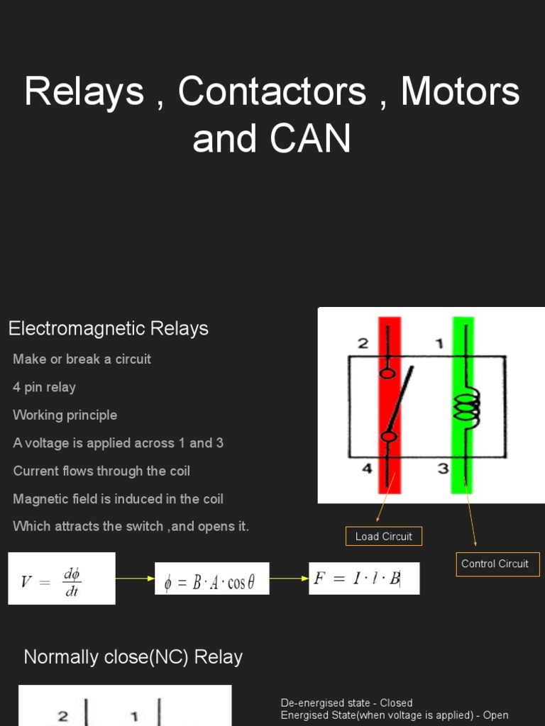 Relays, Motors, and CAN Protocol Overview | PDF | Electric Motor | Relay
