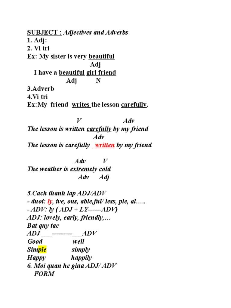 Adjective Adverb | PDF | Adverb