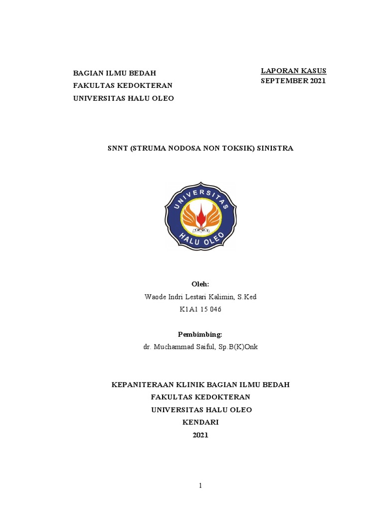 Laporan Kasus SNNT Sinistra 2021 | PDF