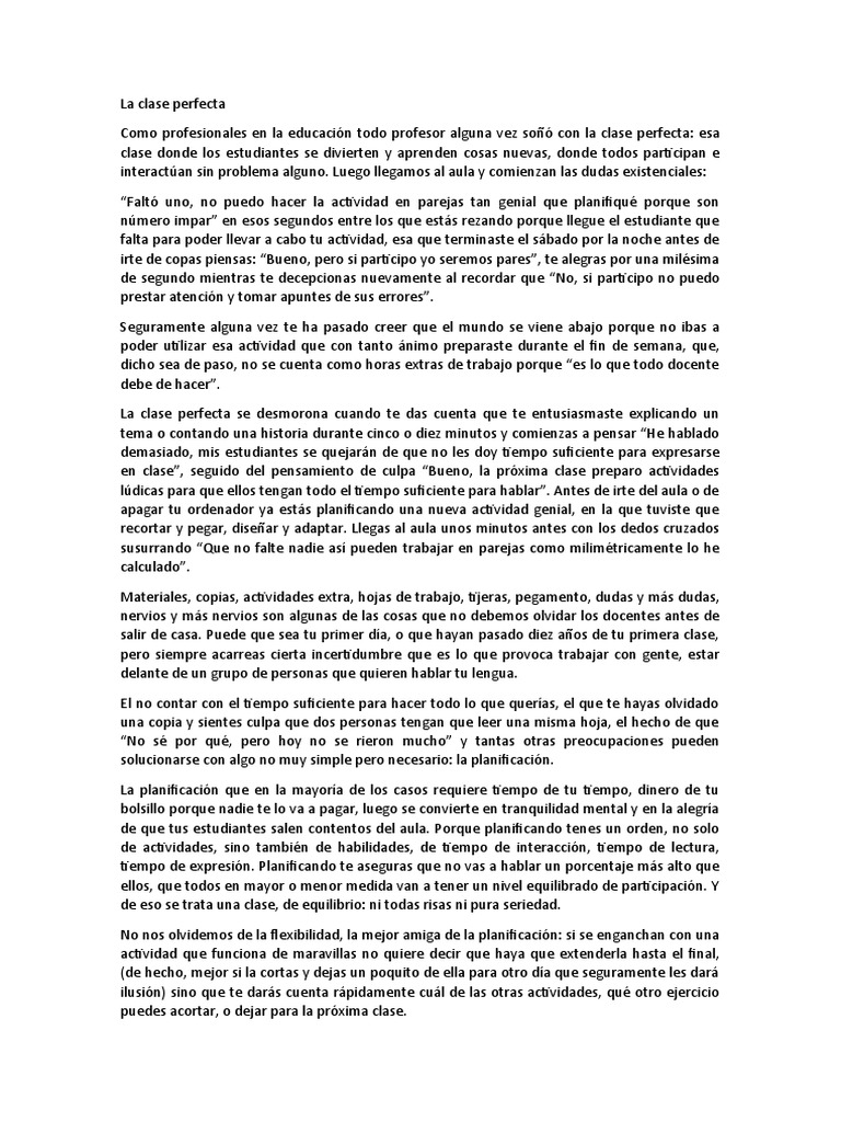 Claves para la Clase Perfecta | PDF | Crecimiento personal y ...