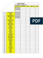 Salary Sheet: SR. Name Contact No Advances Sign More Adv Sign