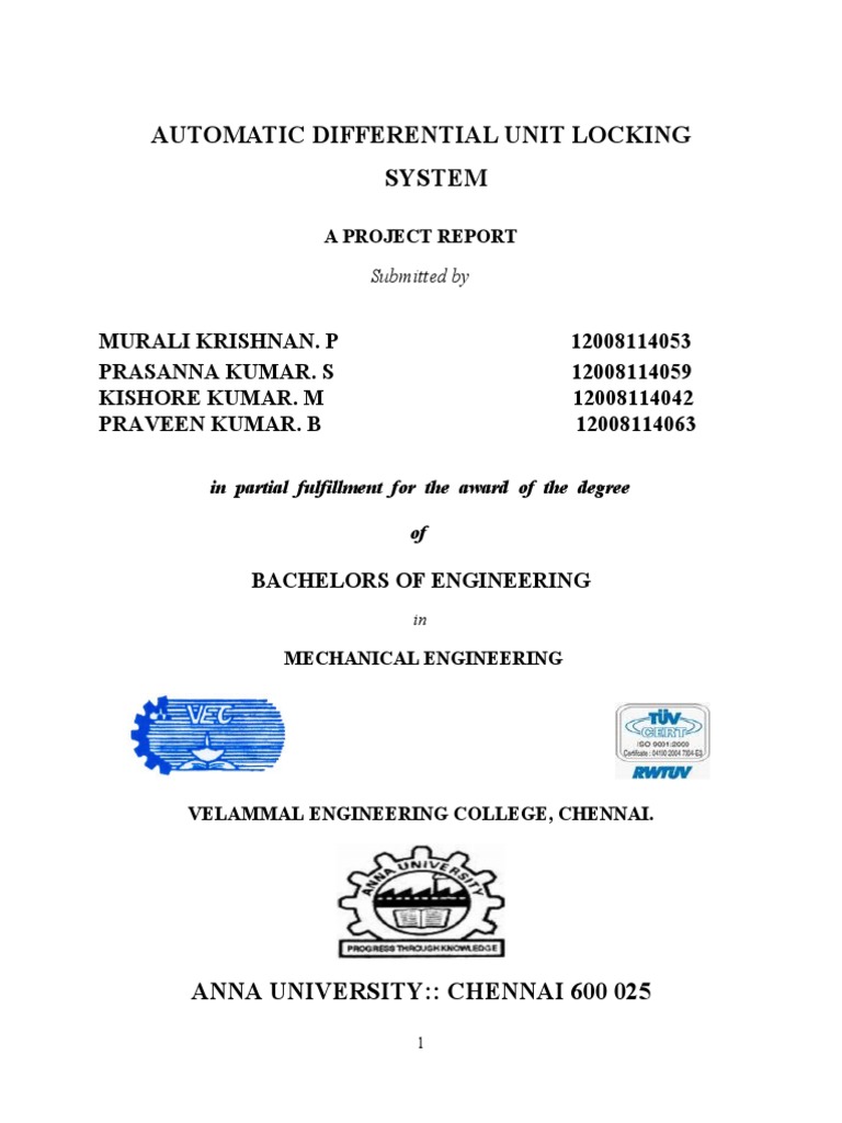 Automatic Differential Unit Locking System Report PDF Gear Four