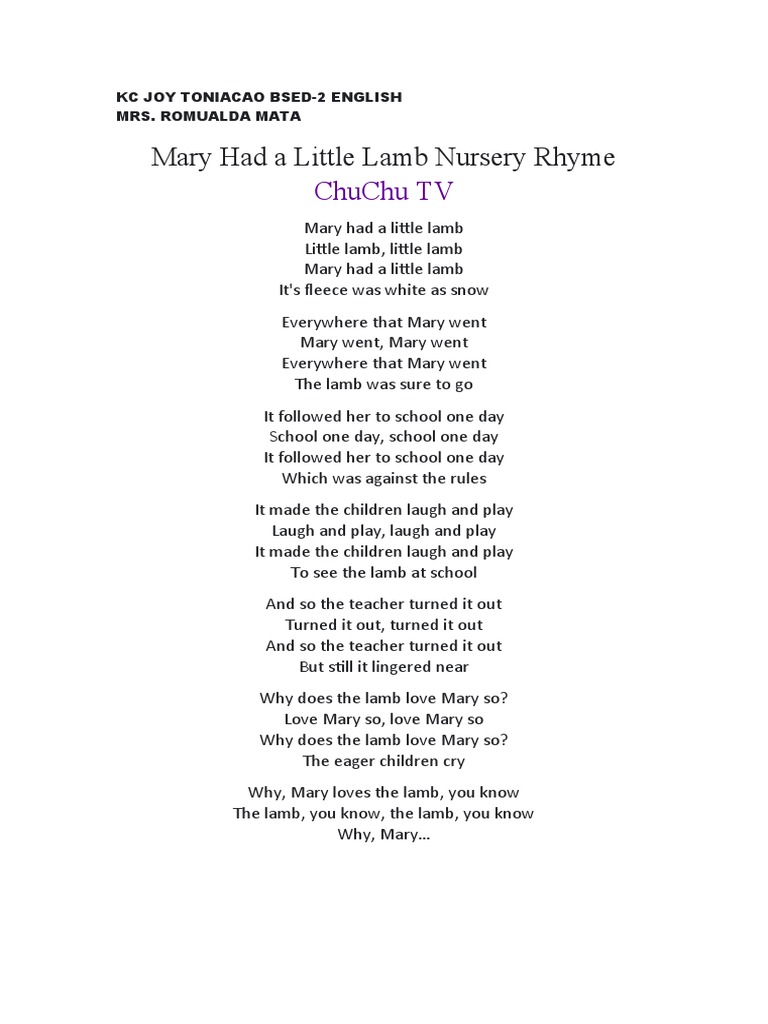Nursery Rhymes for Young Learners | PDF | Sheep | Rhyme