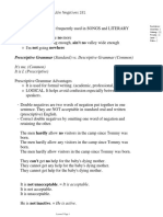 Ain't No River Long Enough, Ain't No Valley Wide Enough: Prescriptive Grammar (Standard) vs. Descriptive Grammar (Common)