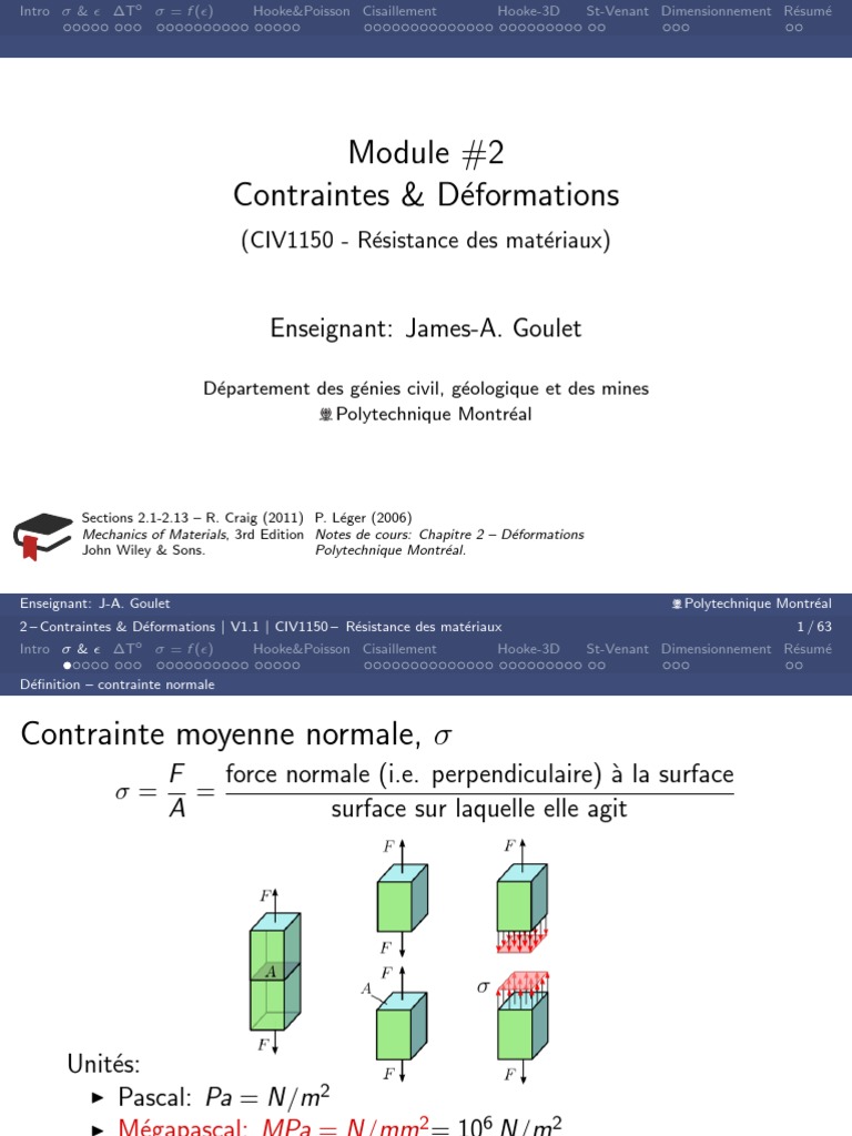 Contraintes et Déformations en Matériaux | PDF | Élasticité (Physique ...