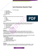 RBI Grade B General Awareness Question Paper 2018 Phase I