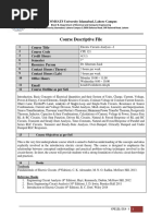 Course Descriptive File: COMSATS University Islamabad, Lahore Campus