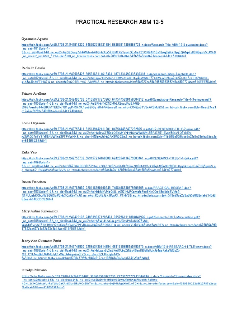 ABM 12-5 Research Titles | PDF