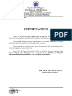 Certification: Department of Education