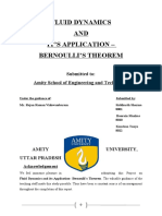 Fluid Dynamics AND It'S Application - Bernoulli'S Theorem: Submitted To: Amity School of Engineering and Technology