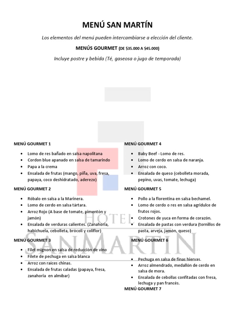 Menú Gourmet San Martín | PDF | Postres | ensalada