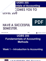 UGBS 205 Fundamentals of Accounting Methods: Ben Welcomes You To LEVEL 200