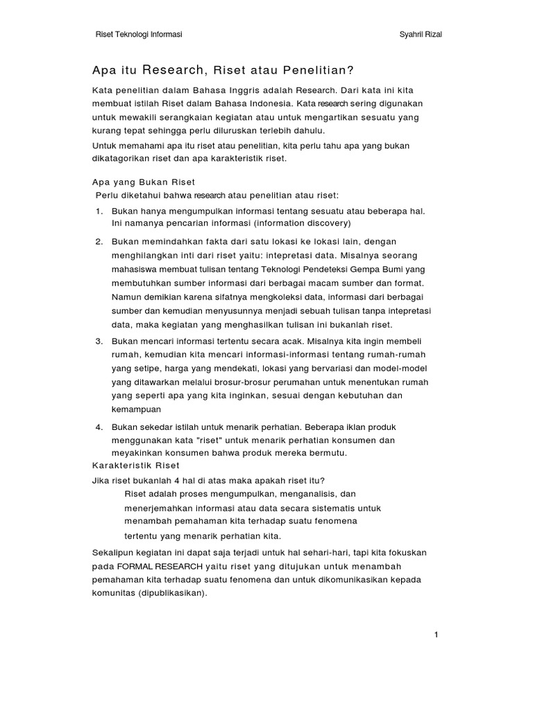 Memahami Riset Teknologi Informasi | PDF