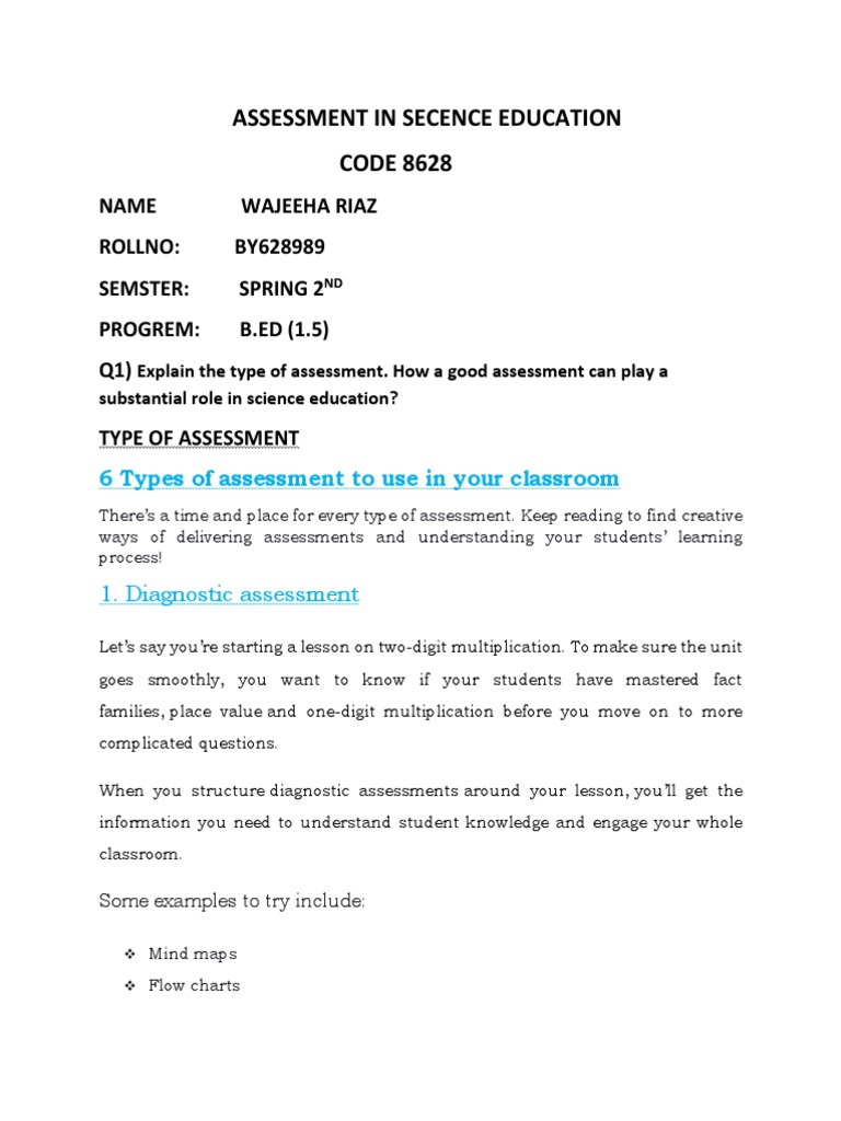 Types of Assessments in Science Education | PDF | Educational ...