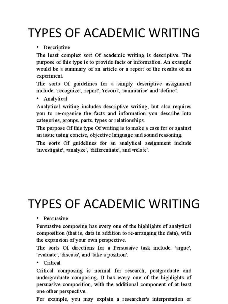 4 types of academic writing pdf