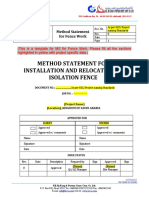 Method Statement For Installation and Relocation of Isolation Fence