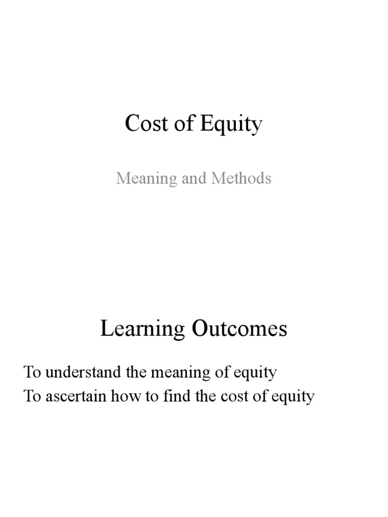 Cost of Equity Meaning and Methods PDF Yield (Finance) Equity