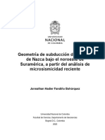 Geometría de Subducción de La Placa de Nazca Bajo El Noroeste de Suramérica, A Partir Del Análisis de Microsismicidad Reciente