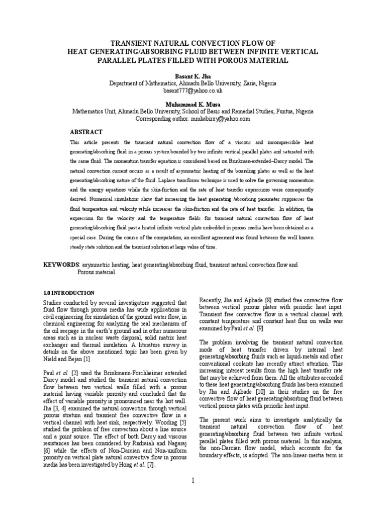 Transient Natural Convection in Porous Media | PDF | Fluid Dynamics ...