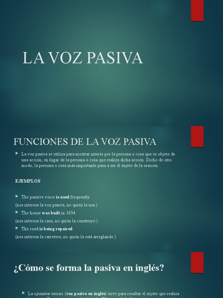 Guía Completa de la Voz Pasiva en Inglés | PDF | Verbo | Morfología